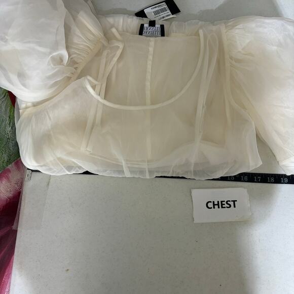 Danielle Bernstein Women Cream Tie Waist Mini Dress Large Romantic Cottagecore - Picture 7 of 12